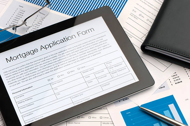 Online mortgage application form on a digital tablet